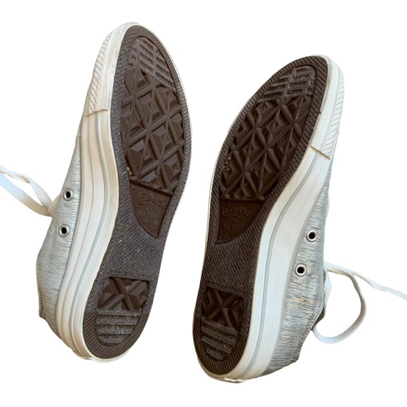 Converse | Size 7 All Star Sneakers metallic Silver Lace up minimalist low tops - Picture 4 of 16